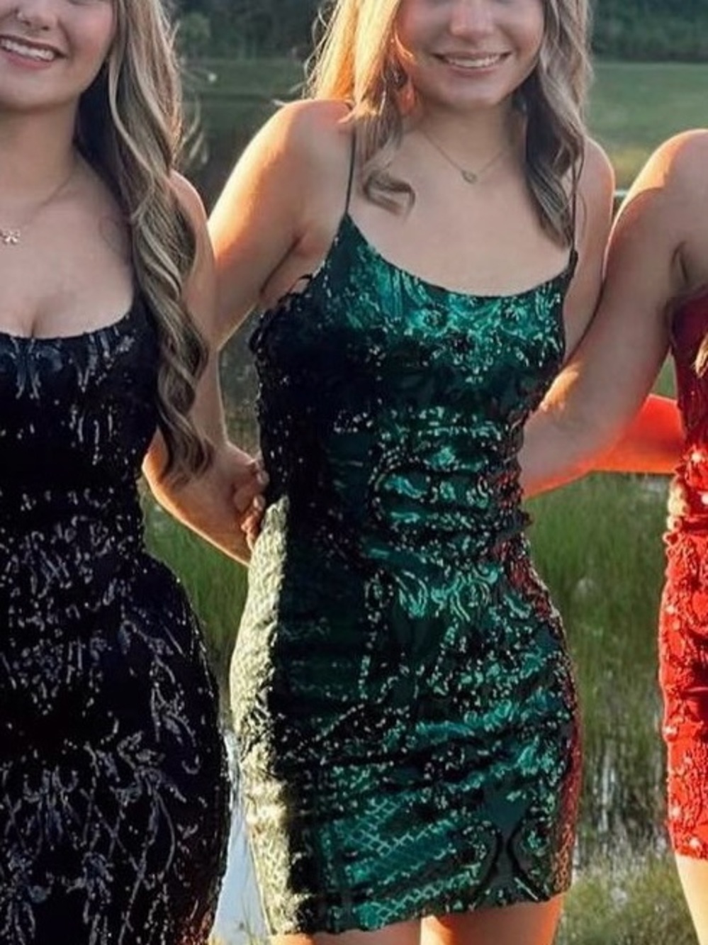 B Darlin Emerald Sequin Bodycon Mini Dress